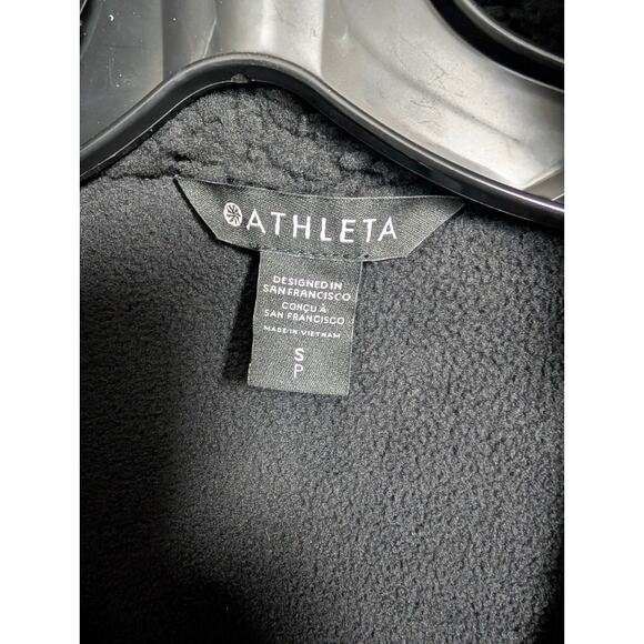 Athleta Windbreaker Jacket Womens Small Black Cloud Fleece Warm Full Zipper - Picture 3 of 3